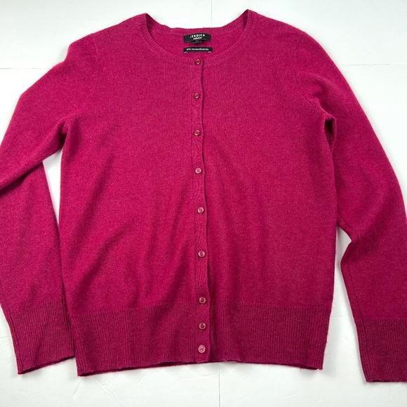 Jessica Jewel Tone 100% Cashmere Cardigan Sweater size S Ruby Quiet Luxury Soft - Picture 1 of 10